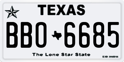 TX license plate BBO6685