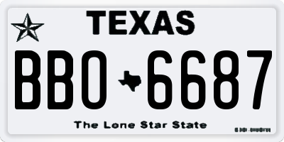 TX license plate BBO6687