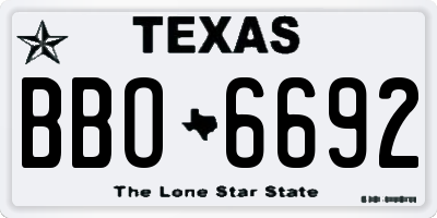 TX license plate BBO6692
