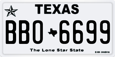 TX license plate BBO6699