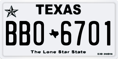 TX license plate BBO6701