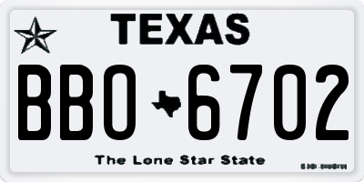 TX license plate BBO6702