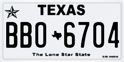 TX license plate BBO6704