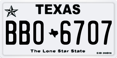 TX license plate BBO6707