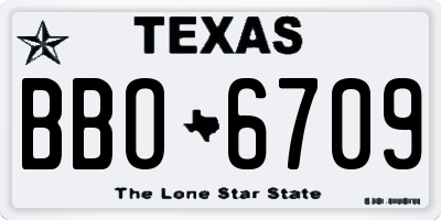 TX license plate BBO6709