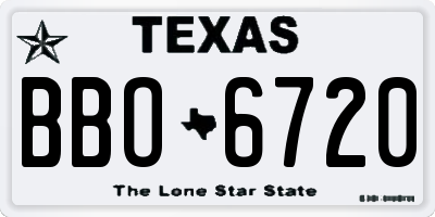 TX license plate BBO6720