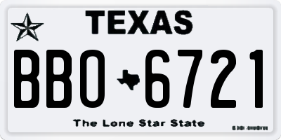 TX license plate BBO6721