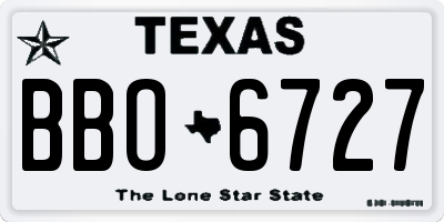 TX license plate BBO6727