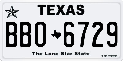 TX license plate BBO6729