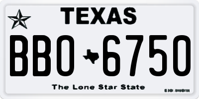 TX license plate BBO6750