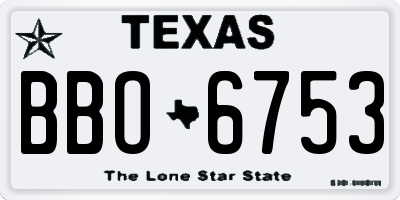TX license plate BBO6753