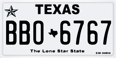 TX license plate BBO6767