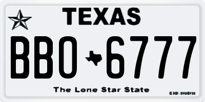 TX license plate BBO6777