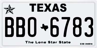 TX license plate BBO6783