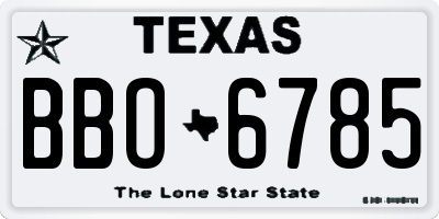 TX license plate BBO6785