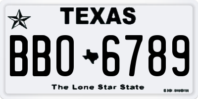 TX license plate BBO6789