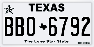 TX license plate BBO6792