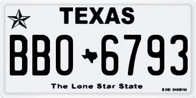 TX license plate BBO6793