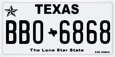 TX license plate BBO6868