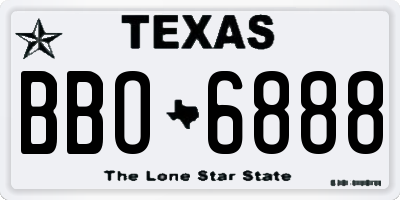 TX license plate BBO6888