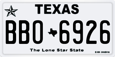 TX license plate BBO6926