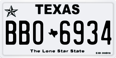 TX license plate BBO6934
