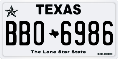 TX license plate BBO6986
