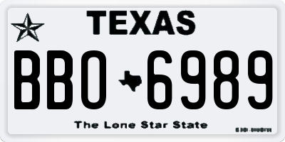 TX license plate BBO6989