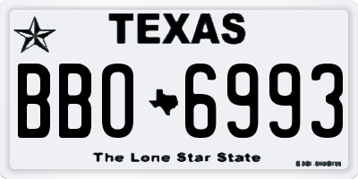 TX license plate BBO6993