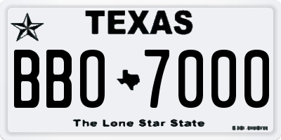 TX license plate BBO7000