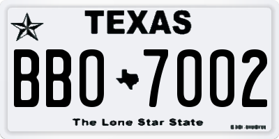 TX license plate BBO7002