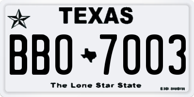 TX license plate BBO7003