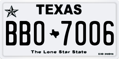 TX license plate BBO7006