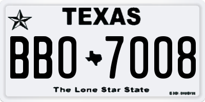 TX license plate BBO7008