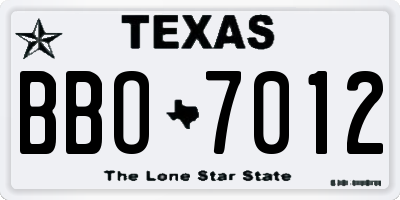 TX license plate BBO7012