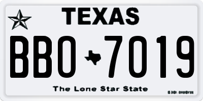 TX license plate BBO7019