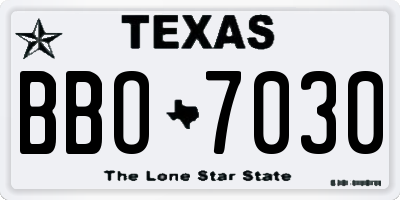 TX license plate BBO7030