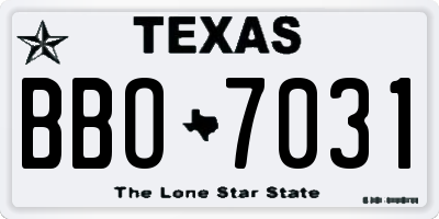 TX license plate BBO7031