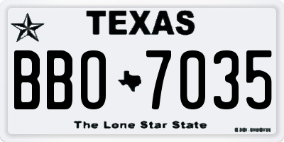 TX license plate BBO7035