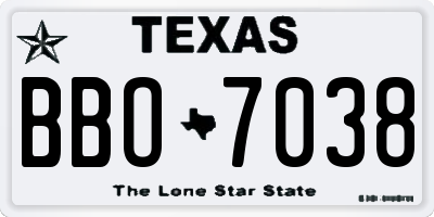 TX license plate BBO7038