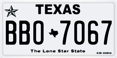 TX license plate BBO7067