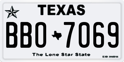 TX license plate BBO7069