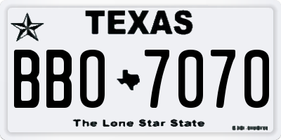 TX license plate BBO7070