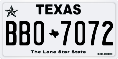 TX license plate BBO7072