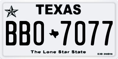 TX license plate BBO7077