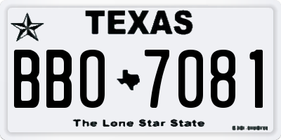 TX license plate BBO7081