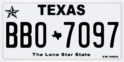 TX license plate BBO7097