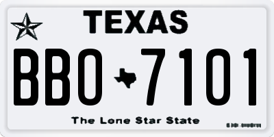 TX license plate BBO7101