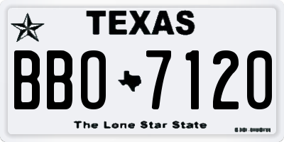 TX license plate BBO7120