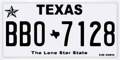 TX license plate BBO7128
